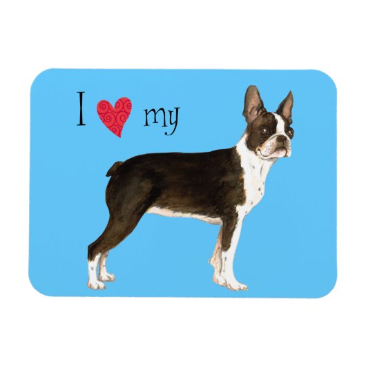 Ik hou van mijn Boston Terrier Magneet (Horizontaal)