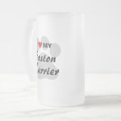 Ik hou van mijn Boston Terrier Pawprint Matglas Bierpul (Voorkant links)