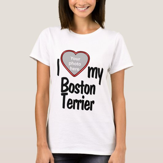Ik hou van mijn Boston Terrier Red Heart Hondenlie T-shirt (Voorkant)