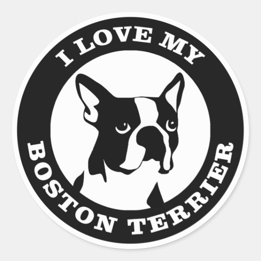 Ik hou van mijn Boston Terrier Ronde Sticker (Voorkant)