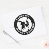 Ik hou van mijn Boston Terrier Ronde Sticker (Envelop)