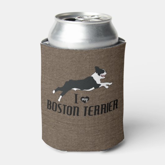 Ik hou van mijn Boston Terrier Rustic Blikjeskoeler (Blikje Voorkant)