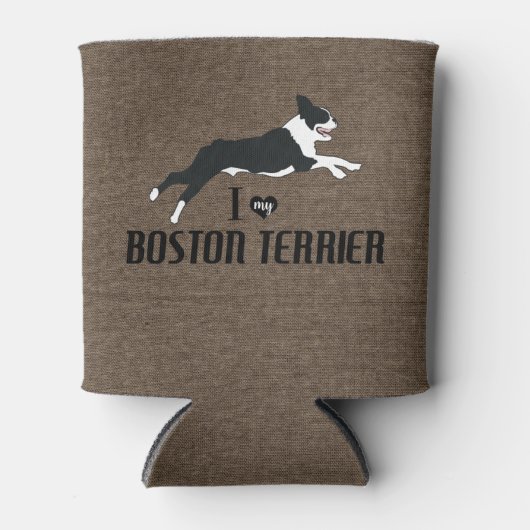 Ik hou van mijn Boston Terrier Rustic Blikjeskoeler (Voorkant)