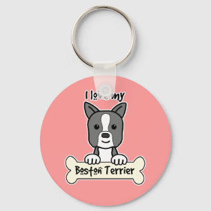 Ik hou van mijn Boston Terrier Sleutelhanger