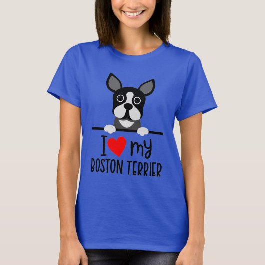 Ik hou van mijn Boston Terrier T-shirt (Voorkant)