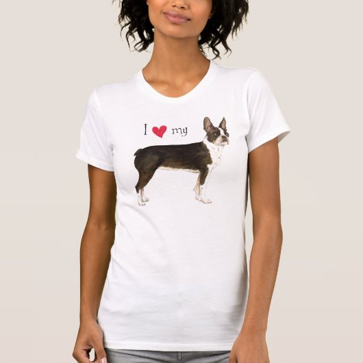 Ik hou van mijn Boston Terrier T-shirt (Voorkant)