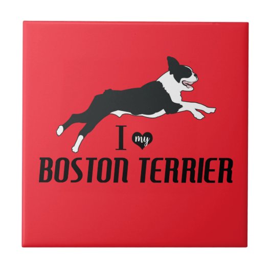 Ik hou van mijn Boston Terrier Tegeltje (Voorkant)