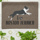 Ik hou van mijn Boston Terrier Theedoek (Gevouwen)