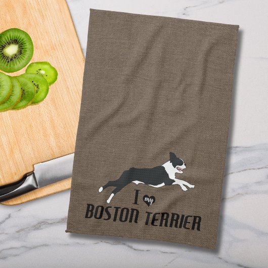 Ik hou van mijn Boston Terrier Theedoek