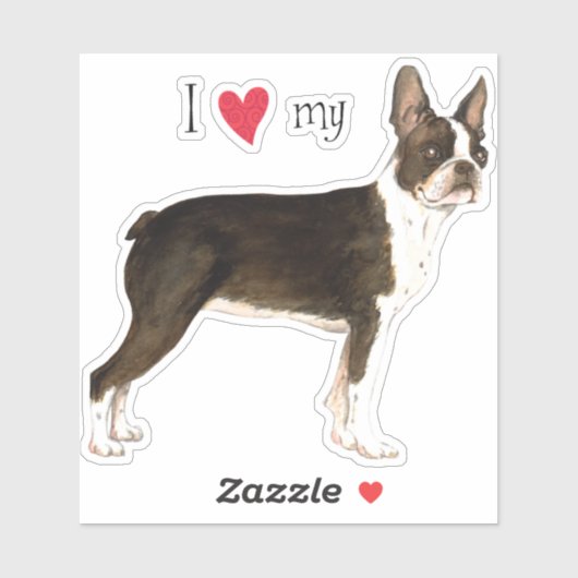 Ik hou van mijn Boston Terrier Vinyl Sticker (Vel)