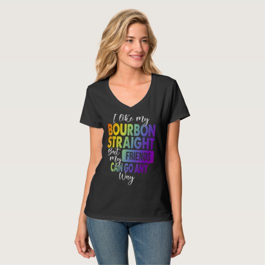 Ik hou van mijn Bourbon rechte LGBT Pride Gay Lesb T-shirt (Voorkant volledig)