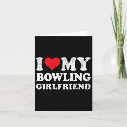 Ik hou van mijn bowling Vriendin Funny Boyfriend V Kaart (Voorkant)