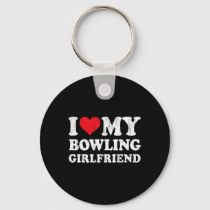 Ik hou van mijn bowling Vriendin Funny Boyfriend V Sleutelhanger