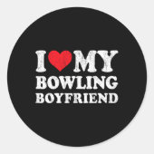 Ik hou van mijn bowlingvriendje Funny Vriendin Val Ronde Sticker (Voorkant)