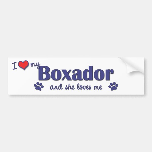 Ik hou van mijn Boxador (Vrouw Dog) Bumpersticker (Voorkant)
