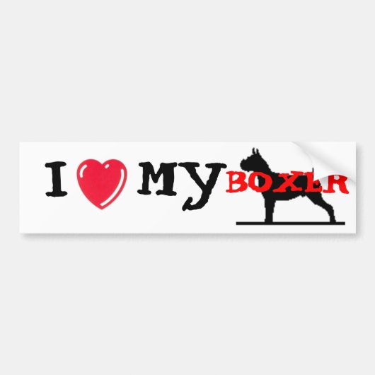 Ik hou van mijn Boxer Bumpersticker (Voorkant)