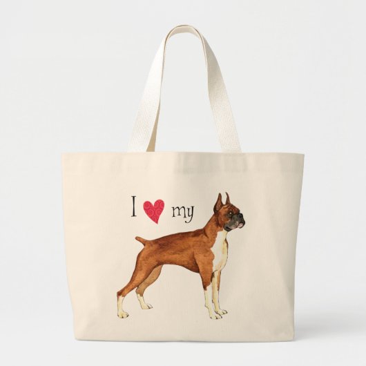 Ik hou van mijn Boxer Grote Tote Bag (Voorkant)
