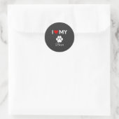 Ik hou van mijn Boxer hond aangepaste naam Ronde Sticker (Tas)