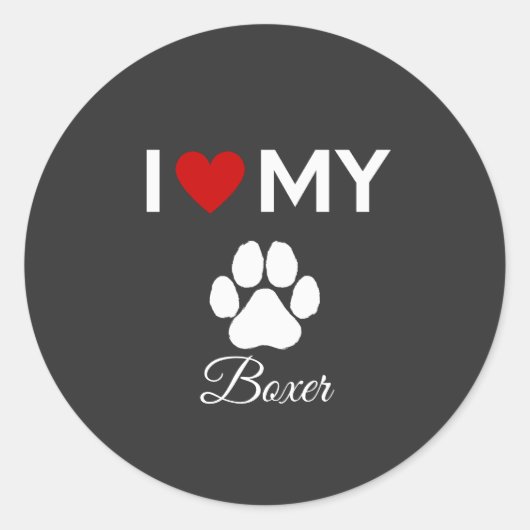Ik hou van mijn Boxer hond aangepaste naam Ronde Sticker (Voorkant)