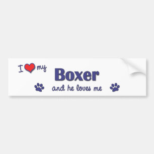 Ik hou van mijn boxer (mannelijke hond) bumpersticker