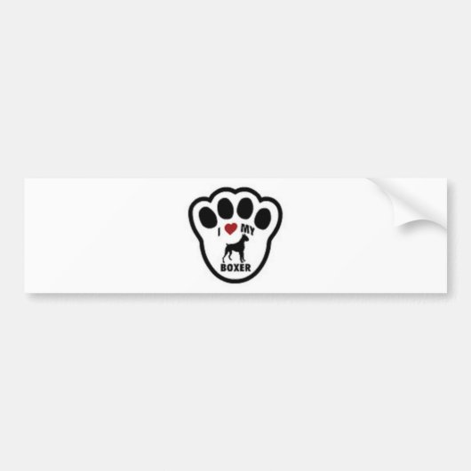 Ik hou van mijn Boxer Paw Print Bumpersticker (Voorkant)