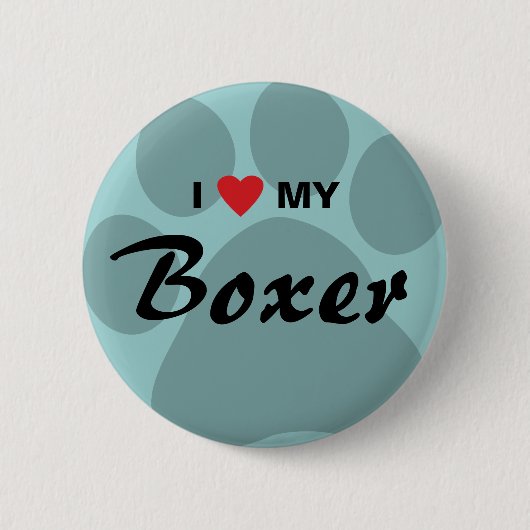 Ik hou van mijn Boxer Pawprint Ronde Button 5,7 Cm (Voorkant)