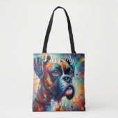 Ik hou van mijn Boxer Pop Art hond Persoonlijk Tote Bag (Voorkant)