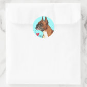 Ik hou van mijn Boxer Ronde Sticker (Tas)