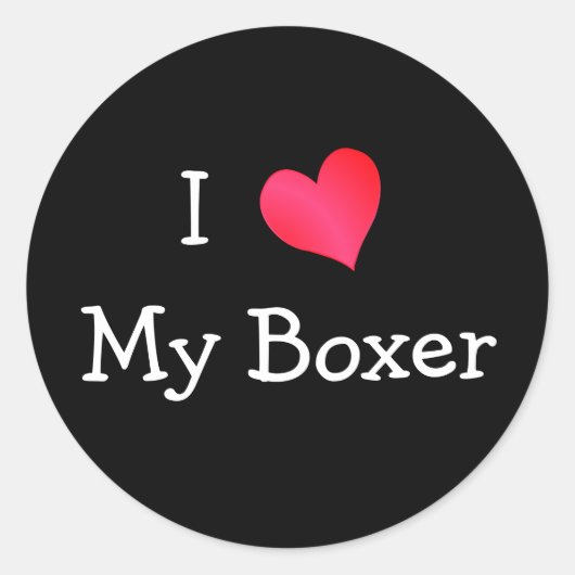 Ik hou van mijn Boxer Ronde Sticker (Voorkant)