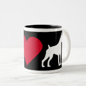 "Ik hou van mijn Boxer" Tweekleurige Koffiemok (Voorkant rechts)