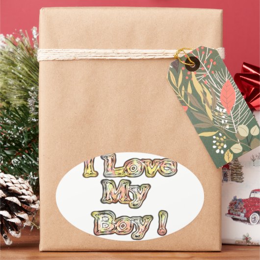 Ik hou van mijn Boy Design Cool  Collectie tekst Ovale Sticker (Feestdagen)