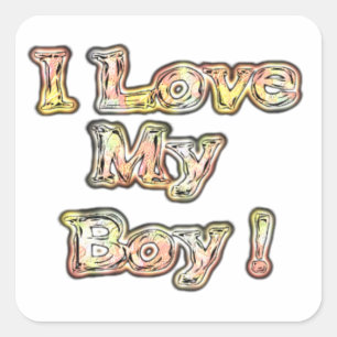 Ik hou van mijn Boy Design Cool  Collectie tekst Vierkante Sticker