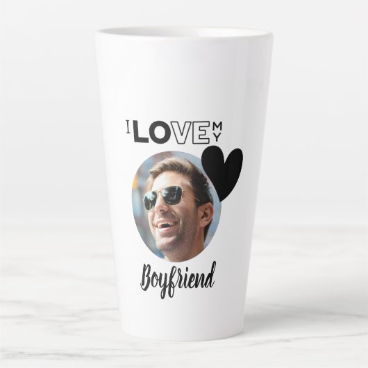 Ik hou van mijn BOYFRIEND Foto Gift Husband Fiance Latte Mok (Voorkant)