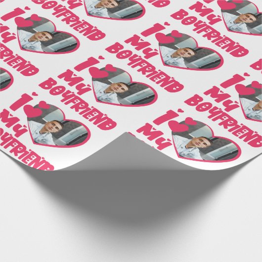 Ik hou van mijn Boyvriend Red Heart aangepaste fot Cadeaupapier (Hoek)