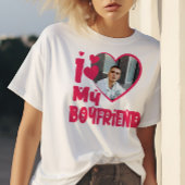 Ik hou van mijn Boyvriend Red Heart aangepaste fot T-shirt