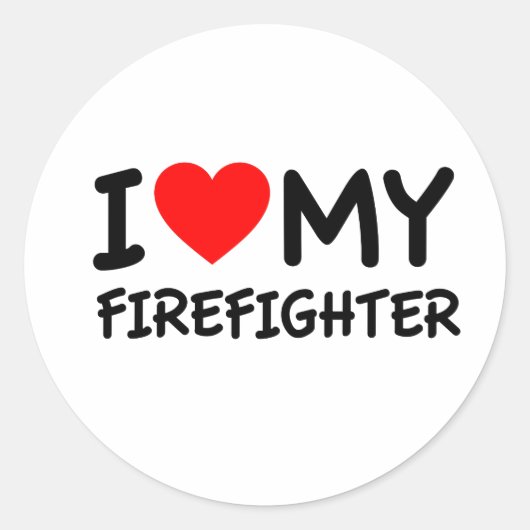 Ik hou van mijn brandweerman ronde sticker (Voorkant)