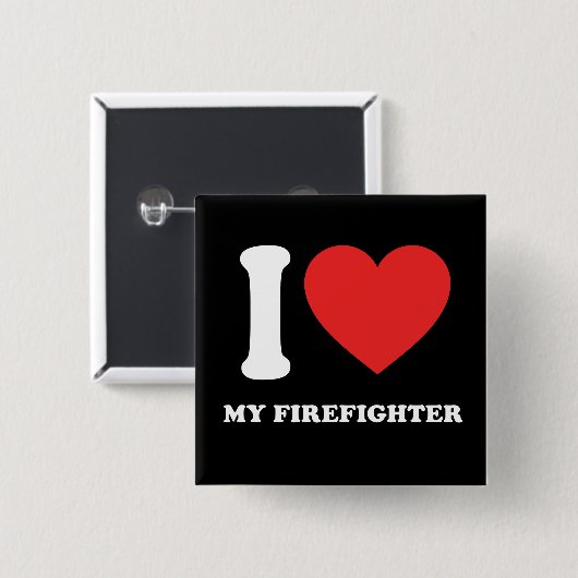 Ik hou van mijn brandweerman vierkante button 5,1 cm (Voorkant /achterkant)