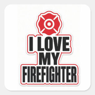 Ik hou van mijn brandweerman vierkante sticker