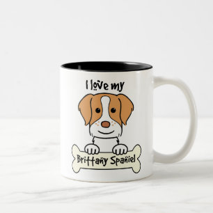 Ik hou van mijn Bretagne-spaniel Tweekleurige Koffiemok