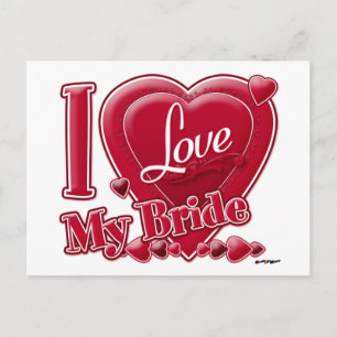 Ik hou van mijn bride rood - hart briefkaart