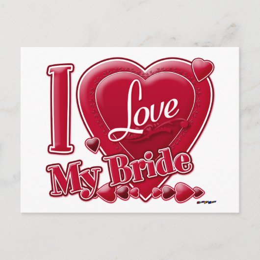 Ik hou van mijn bride rood - hart briefkaart (Voorkant)