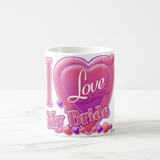 Ik hou van mijn bride roze/paars - hart koffiemok (Center)