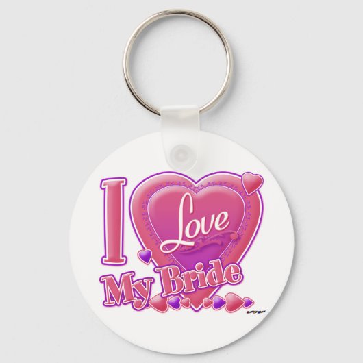 Ik hou van mijn bride roze/paars - hart sleutelhanger (Voorkant)