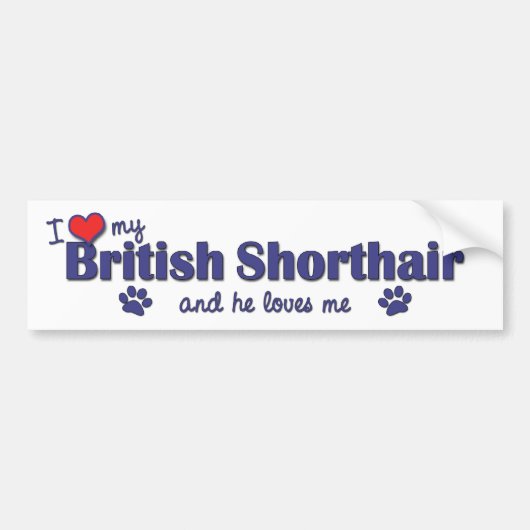 Ik hou van mijn Britse horthair (mannenkat) Bumpersticker (Voorkant)