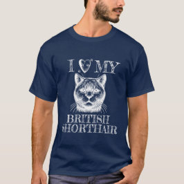 Ik hou van mijn Britse Korthaar, kat pootafdrukken T-shirt