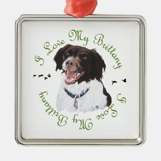 Ik hou van mijn Brittany Metalen Ornament (Voorkant)