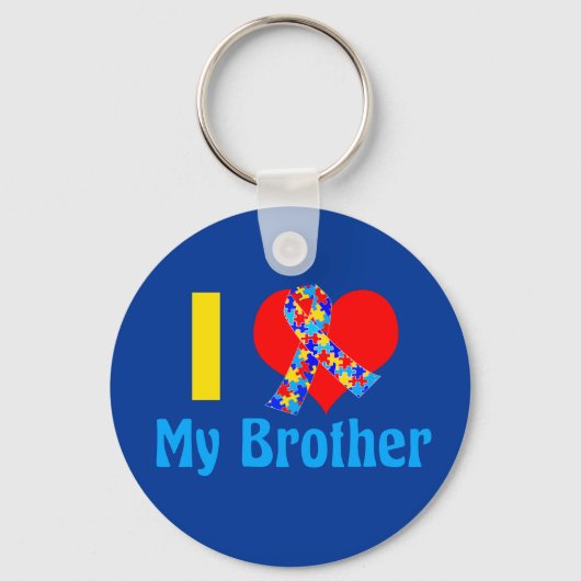 Ik hou van mijn Broeder Autisme Awareness Blue Sleutelhanger (Voorkant)