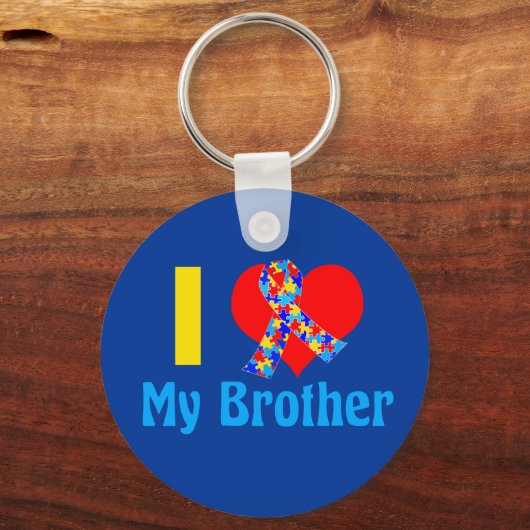 Ik hou van mijn Broeder Autisme Awareness Blue Sleutelhanger (Achterkant)