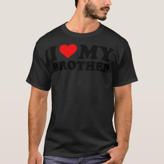 Ik hou van mijn broer Funny Red Heart Brother I He T-shirt (Voorkant)