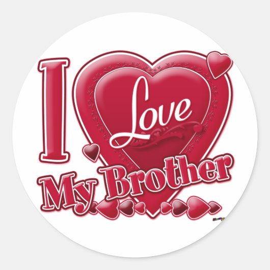 Ik hou van mijn broer rood - hart ronde sticker (Voorkant)